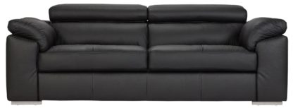 An Image of Argos Home Valencia 3 Seater Leather Sofa - Black