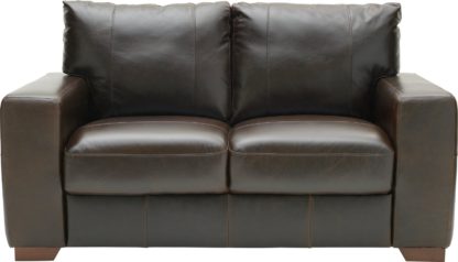 An Image of Habitat Eton 2 Seater Leather Sofa - Dark Brown