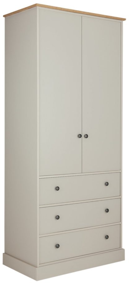 An Image of Argos Home Kensington 2Dr 3Drw Wardrobe - Soft Grey/ Oak Eff