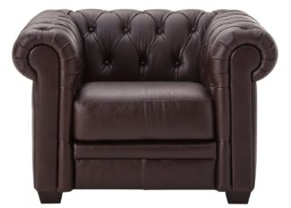 An Image of Habitat Chesterfield Leather Armchair - Walnut