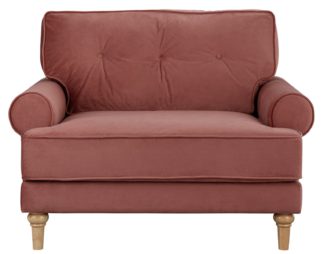 An Image of Habitat Vienna Velvet Cuddle Chair - Rose