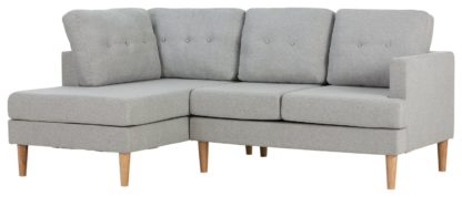 An Image of Habitat Joshua Left Corner Fabric Sofa - Light Grey