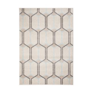 An Image of Urban Trellis Rug Grey, Blue and Pink