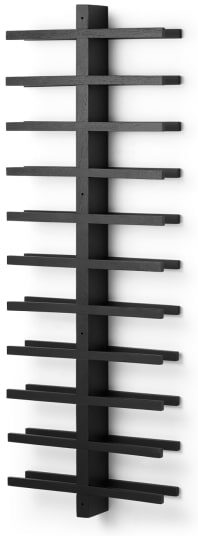 An Image of Clover Acacia Wood 22 Bottle Wall Mounted Wine Rack, Black Stain