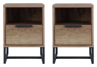 An Image of Habitat Nomad 2 Bedside Tables Set - Oak Effect