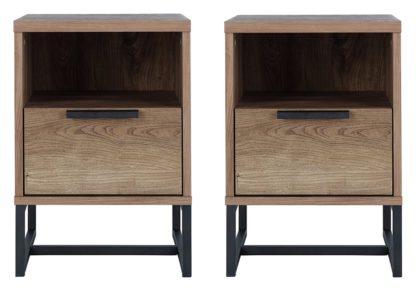 An Image of Habitat Nomad 2 Bedside Tables Set - Oak Effect