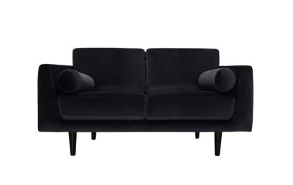 An Image of Habitat Jackson 2 Seater Velvet Sofa - Black