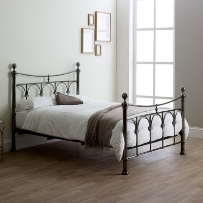 An Image of Gamma Nickel Bed Frame Brown
