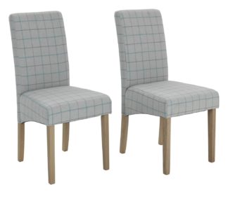 An Image of Habitat Pair of Skirted Dining Chairs - Light Grey Check