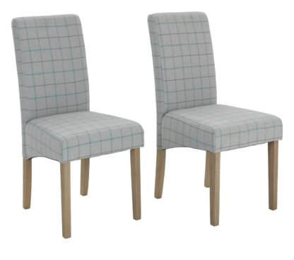 An Image of Habitat Pair of Skirted Dining Chairs - Light Grey Check