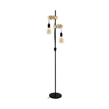 An Image of Eglo Townshend Hung Floor Lamp - Black and Oak