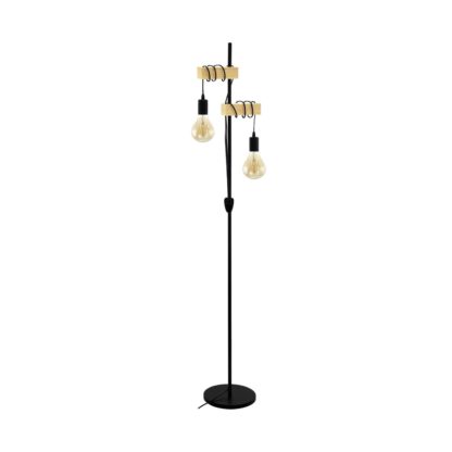 8a8b855b28c96cf5eb3ffb7331c5d04e6748701562fab372f826fbd776750f57.jpg An Image of Eglo Townshend Hung Floor Lamp - Black and Oak