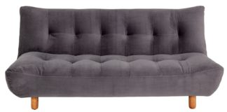 An Image of Habitat Kota 3 Seater Velvet Clic Clac Sofa Bed - Grey