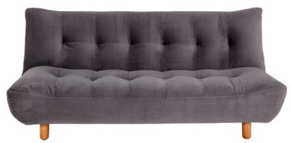 An Image of Habitat Kota 3 Seater Velvet Clic Clac Sofa Bed - Grey