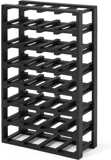 An Image of Clover Acacia Wood 28 Bottle Wine Rack, Extra Large, Black Stain