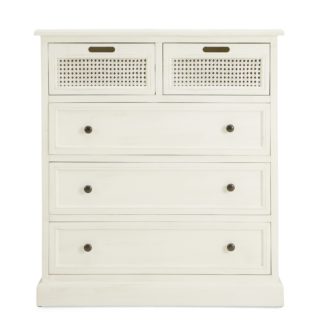 An Image of Lucy Cane Cream 5 Drawer Chest White