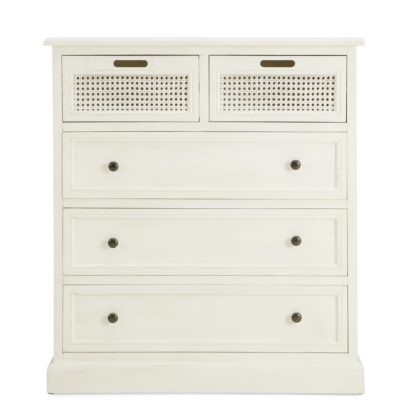 An Image of Lucy Cane Cream 5 Drawer Chest White