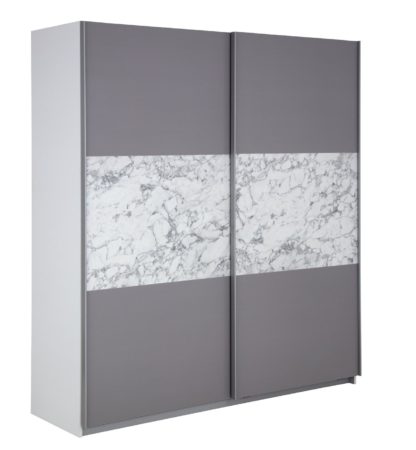 8be4a6de0dc62be308fc8aa2f6547bd965e034611a830b7ad986a3e1ec267512.jpg An Image of Habitat Holsted Large Sliding Wardrobe - Grey & Marble