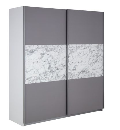 An Image of Habitat Holsted Large Sliding Wardrobe - Grey & Marble