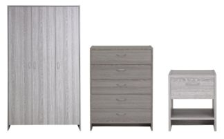 An Image of Argos Home Seville 3 Pc 3 Dr Wardrobe Set - Grey Oak Effect