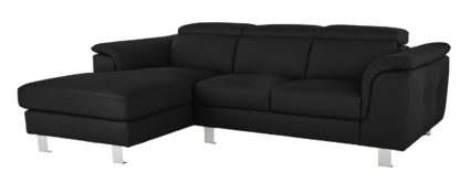 An Image of Argos Home Boutique Left Corner Faux Leather Sofa - Black