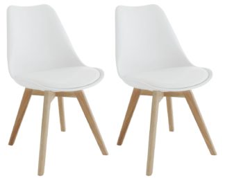 An Image of Habitat Jerry Pair of Fabric Dining Chair - White