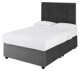 An Image of Forty Winks Velvet 1000 Pocket Divan Bed Steel - Kingsize