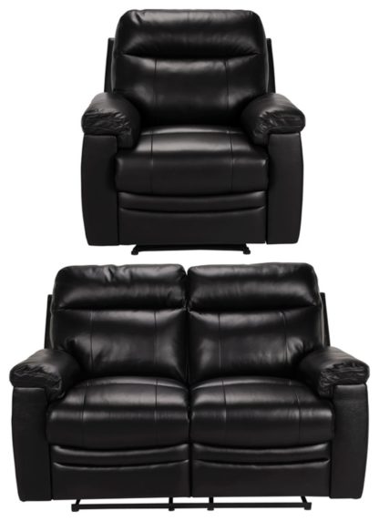 An Image of Argos Home Paolo Chair & 2 Seater Manual Recline Sofa -Black