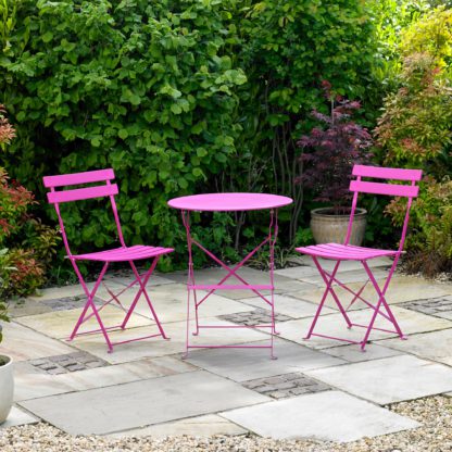 An Image of Kingfisher Pink Metal 2 Seat Bistro Set Pink