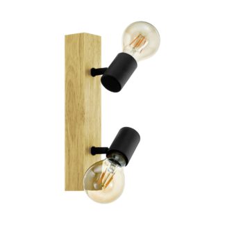 An Image of Eglo Townshend 3 Light Spotlight - Black and Oak