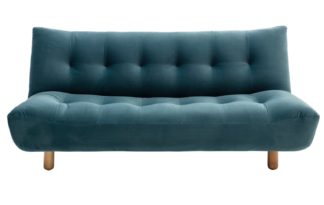 An Image of Habitat Kota 3 Seater Velvet Sofa Bed - Teal