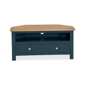 An Image of Bromley Blue Corner TV Stand Blue