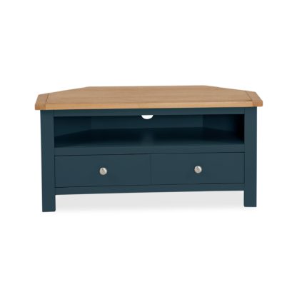An Image of Bromley Blue Corner TV Stand Blue