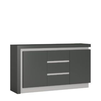 An Image of Zayden 2 Door 3 Drawer LED Sideboard - Grey Gloss