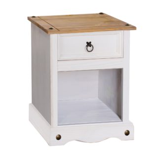 An Image of Corona 1 Drawer White Bedside Cabinet White