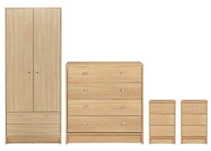 An Image of Habitat Malibu 4 Piece 2 Door Wardrobe Set - Beech Effect