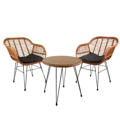 An Image of Wicker 2 Seater Bistro Set Natural