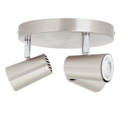 An Image of Argos Home Spotlight 3 Light Plate - Brushed Chrome