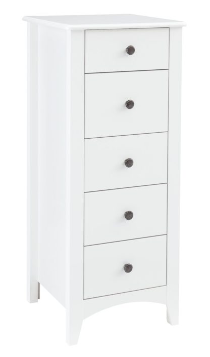 An Image of Habitat Minato 5 Drawer Narrow Tall Boy - White