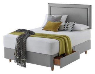 An Image of Silentnight Toulouse Small Double 2 Drawer Divan Set - Grey