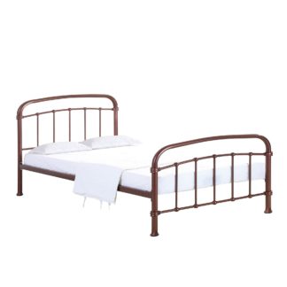 An Image of Halston Copper Metal Bed Frame Brown