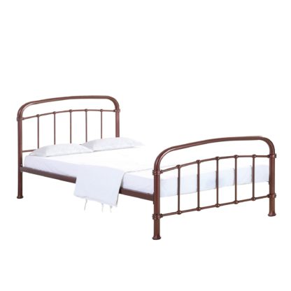 9110a0f10ec5f0e6f0ab65d1bf75ecc7be8e1eb2cd2c144884048c052b2c13c8.jpg An Image of Halston Copper Metal Bed Frame Brown