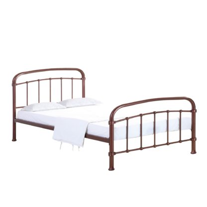 An Image of Halston Copper Metal Bed Frame Brown