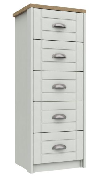 An Image of Kielder 5 Drawer Tallboy - White