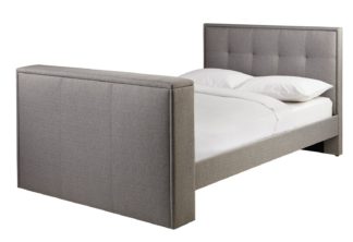 An Image of Argos Home Forsyth Double TV Bed Frame - Dove Grey