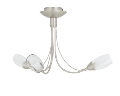 An Image of Argos Home Frosted Tulip Glass 3 Light Ceiling Light- Chrome