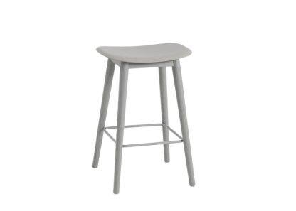 An Image of Muuto Fiber Counter Stool Without Backrest Black Oak Base Black Seat