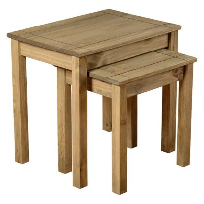 An Image of Panama Pine Nest of 2 Tables Brown