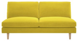 An Image of Habitat Teo 2 Seater Velvet Sofa - Yellow