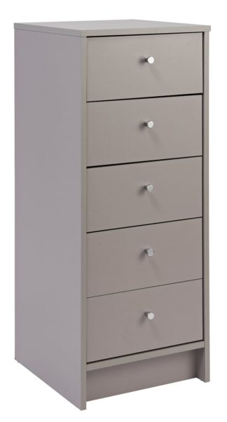 An Image of Habitat Malibu 5 Drawer Tallboy - Grey